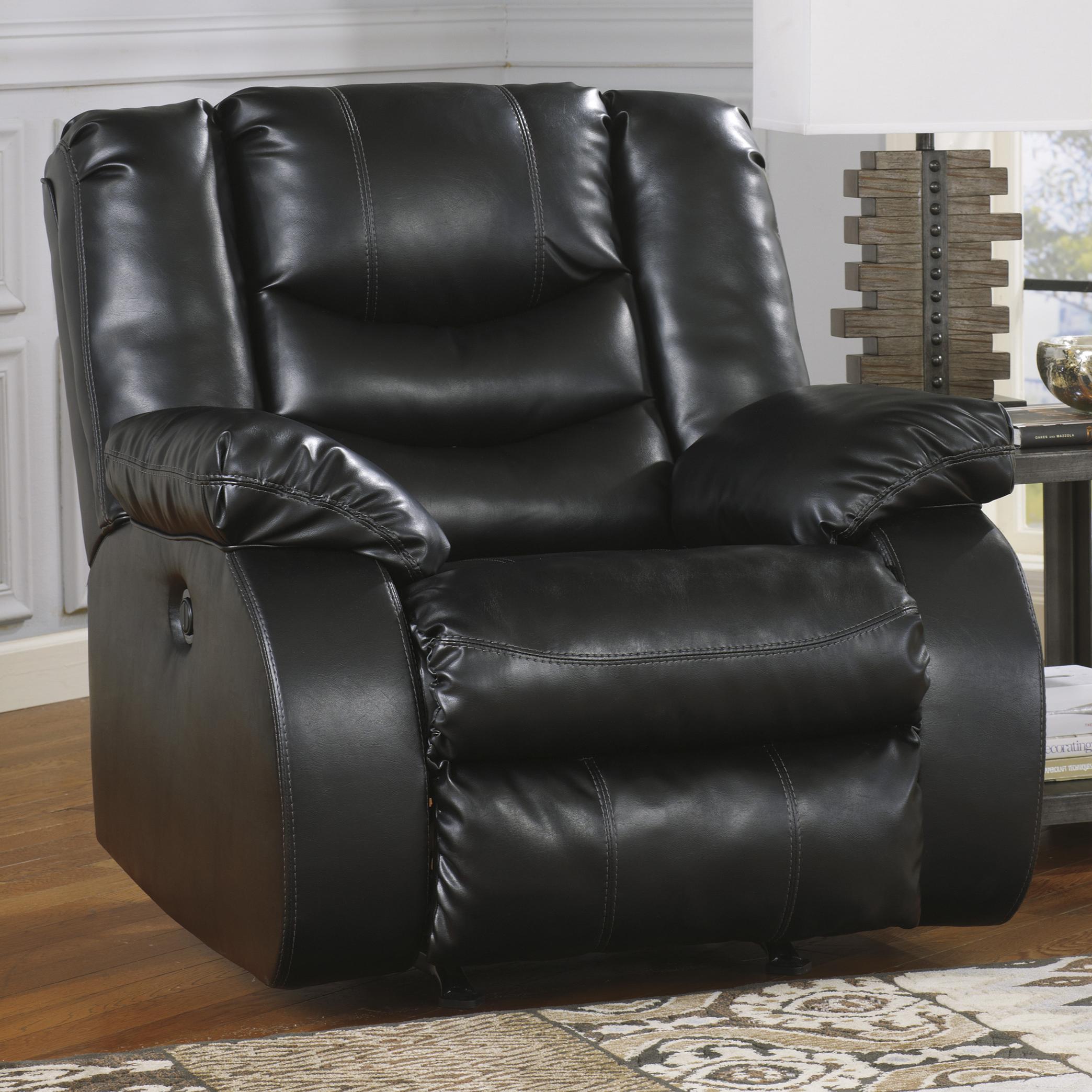 Benchcraft Linebacker DuraBlend Black Contemporary Rocker Recliner